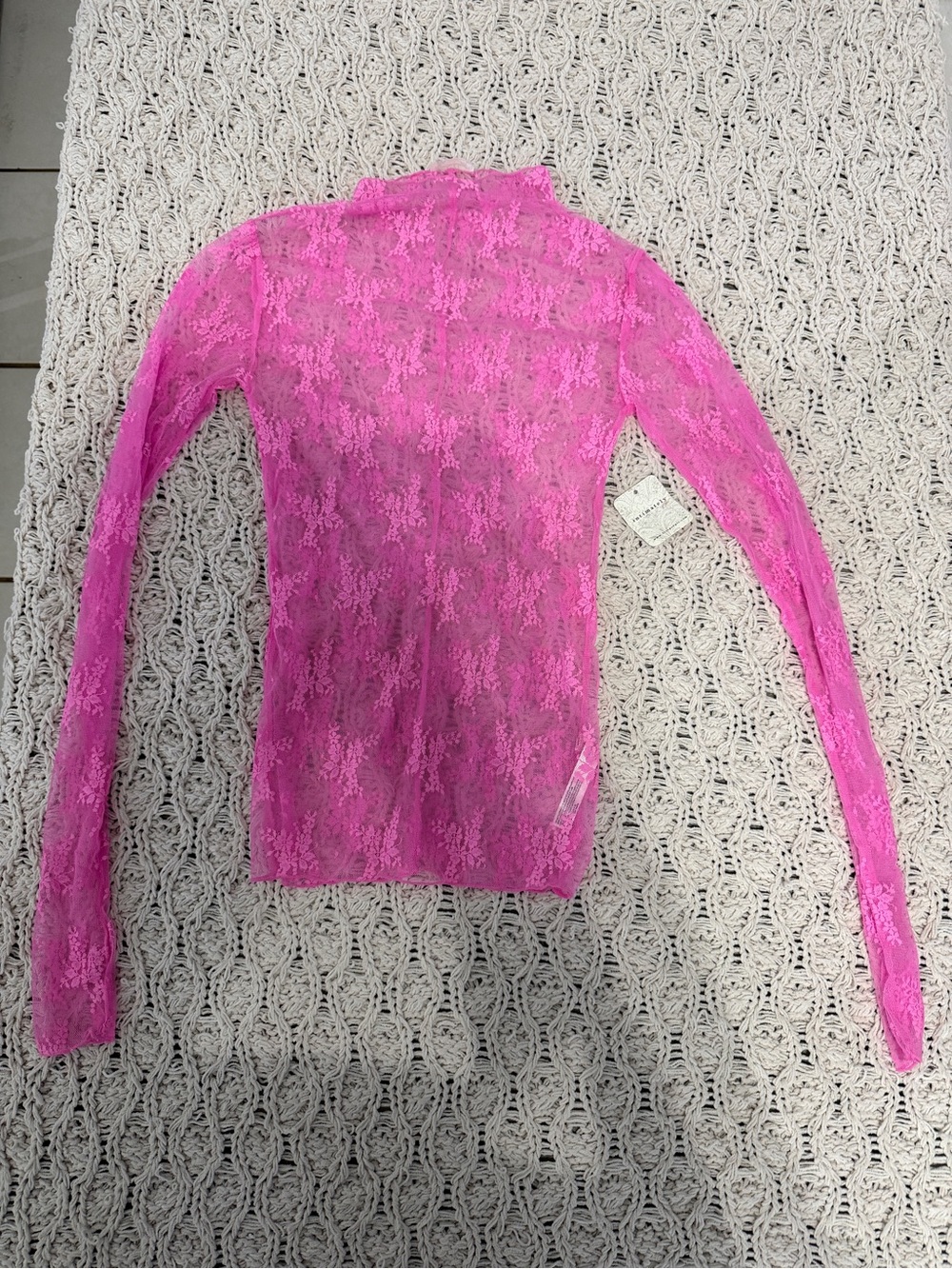 Free People Lady Lux Lace Layering Top Pink